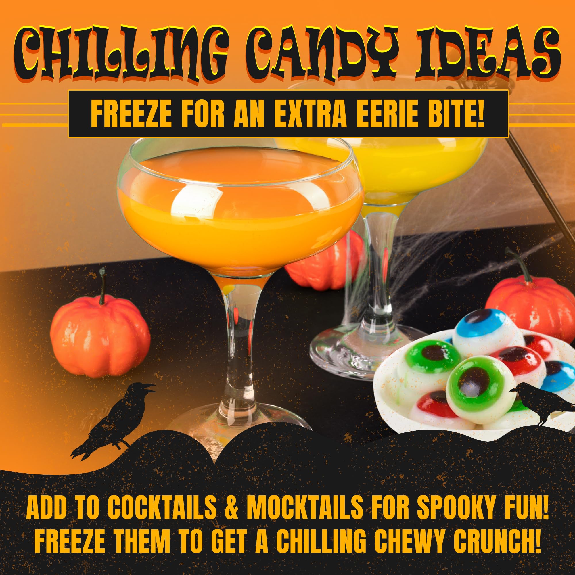 Fusion Select candy skull gummies create spooky edible decor for bowls and garlands.