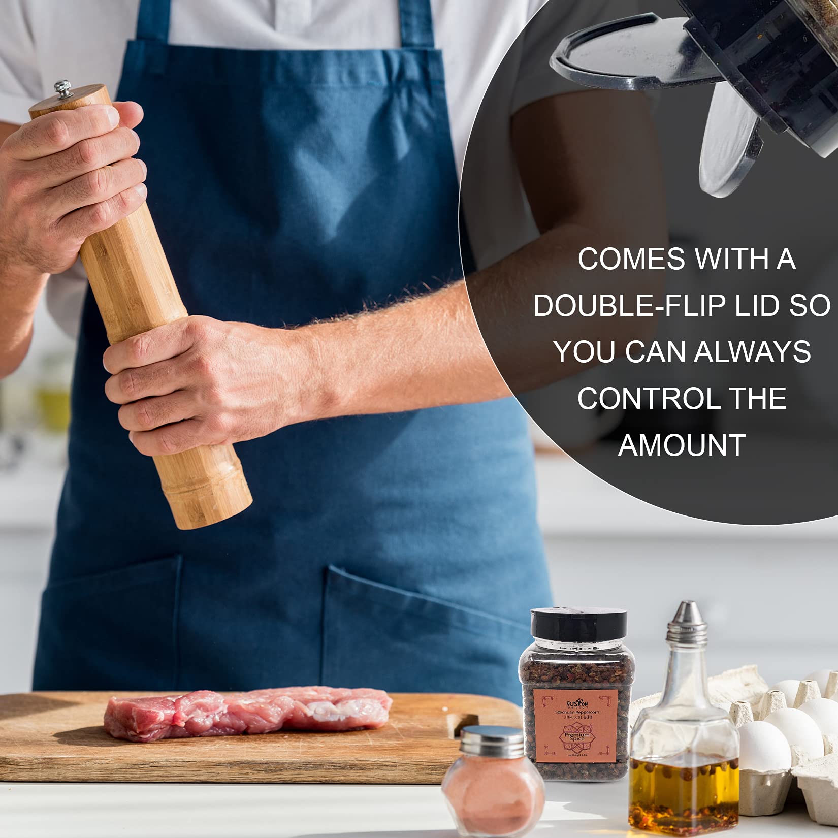 Fusion Select double flip lid jar promotes fresher aroma and reseal