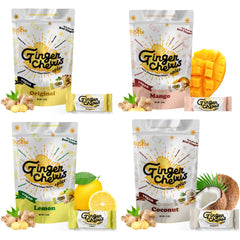 Fusion Select Ginger Chews on bag front highlighting real ginger flavor for everyday snacking
