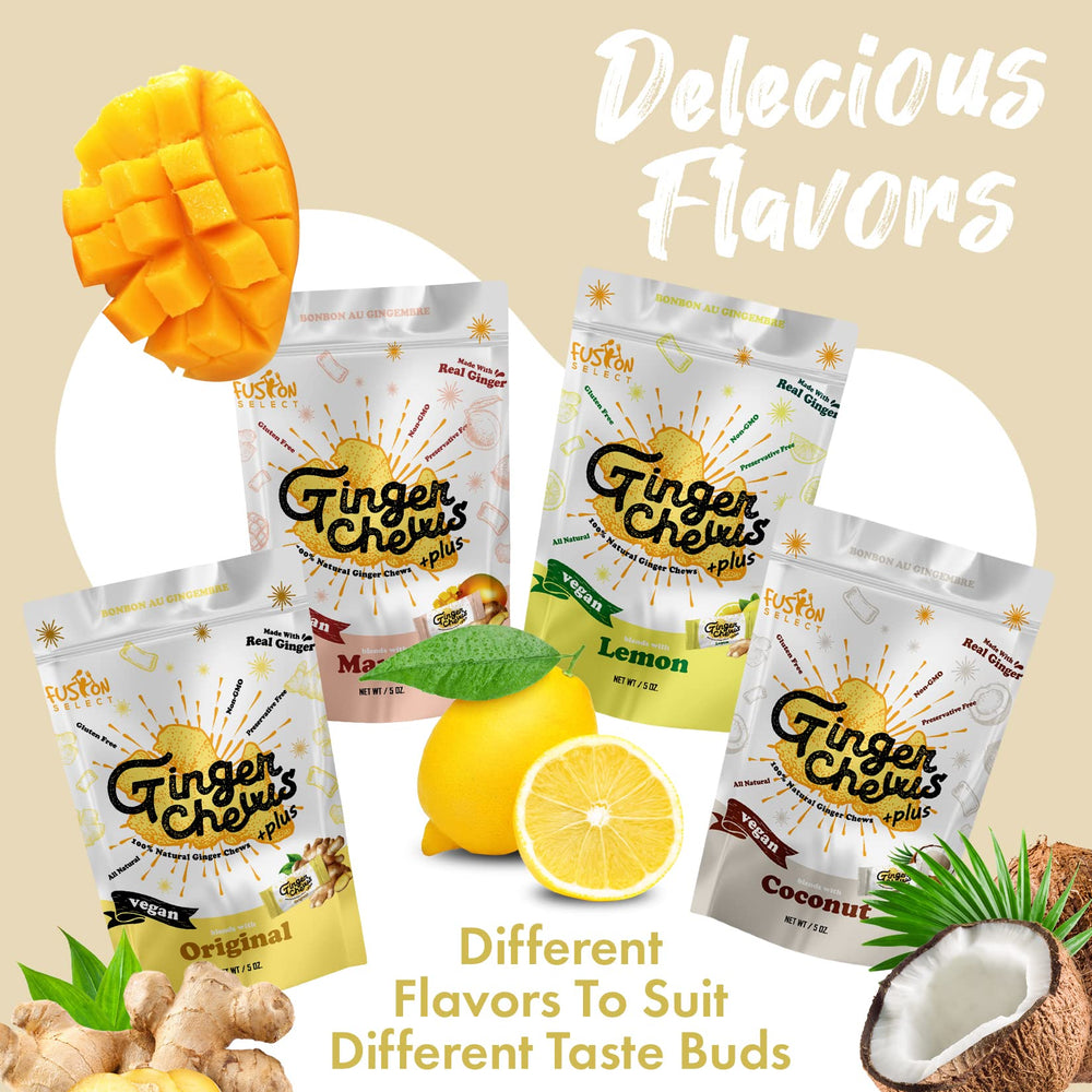 Fusion Select Ginger Chews candy texture shot suggests chewy, soft bite