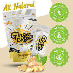 Fusion Select Ginger Chews closeup ginger root emphasizes natural ingredients and bold aroma