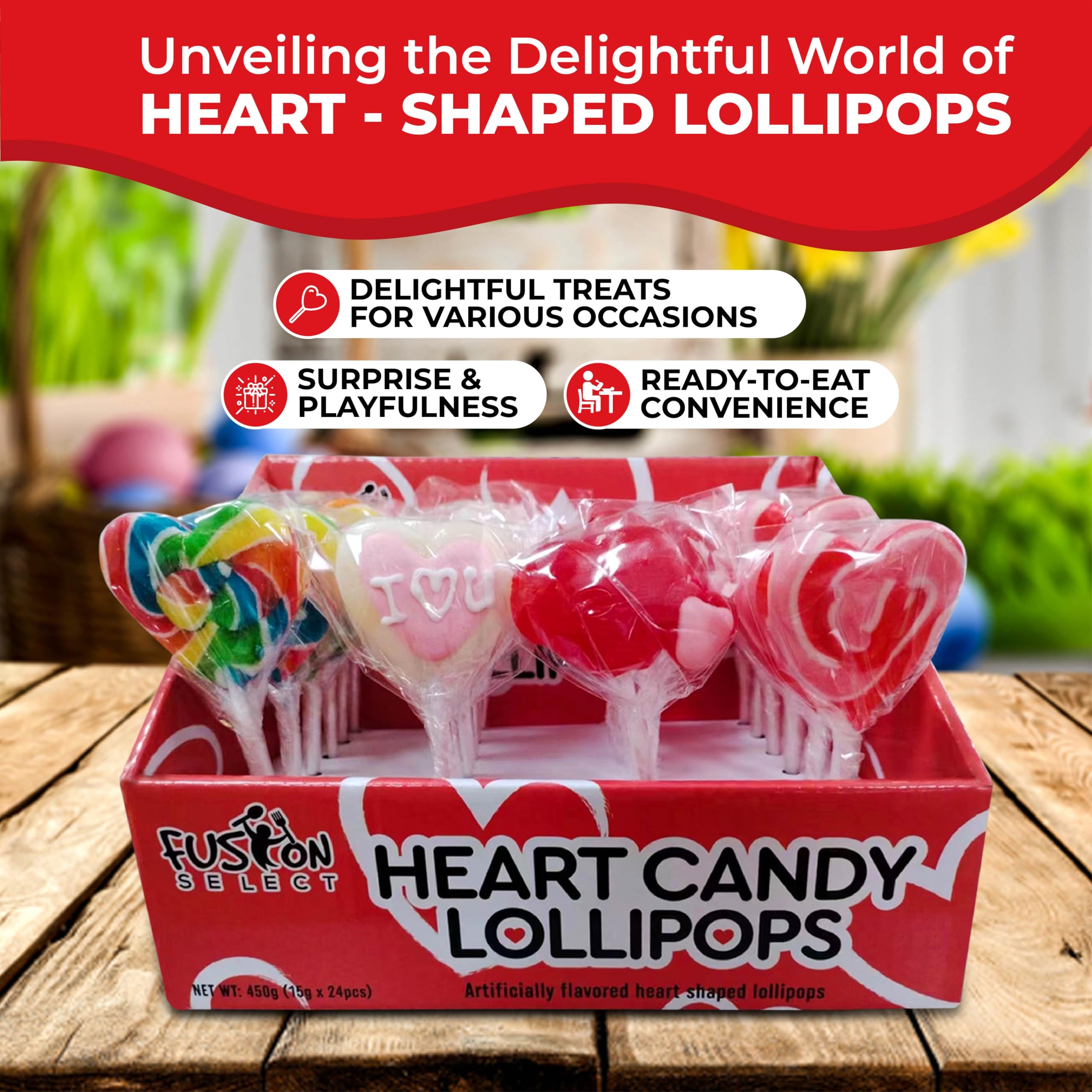 Fusion Select rainbow design heart lollipops brightening dessert tables