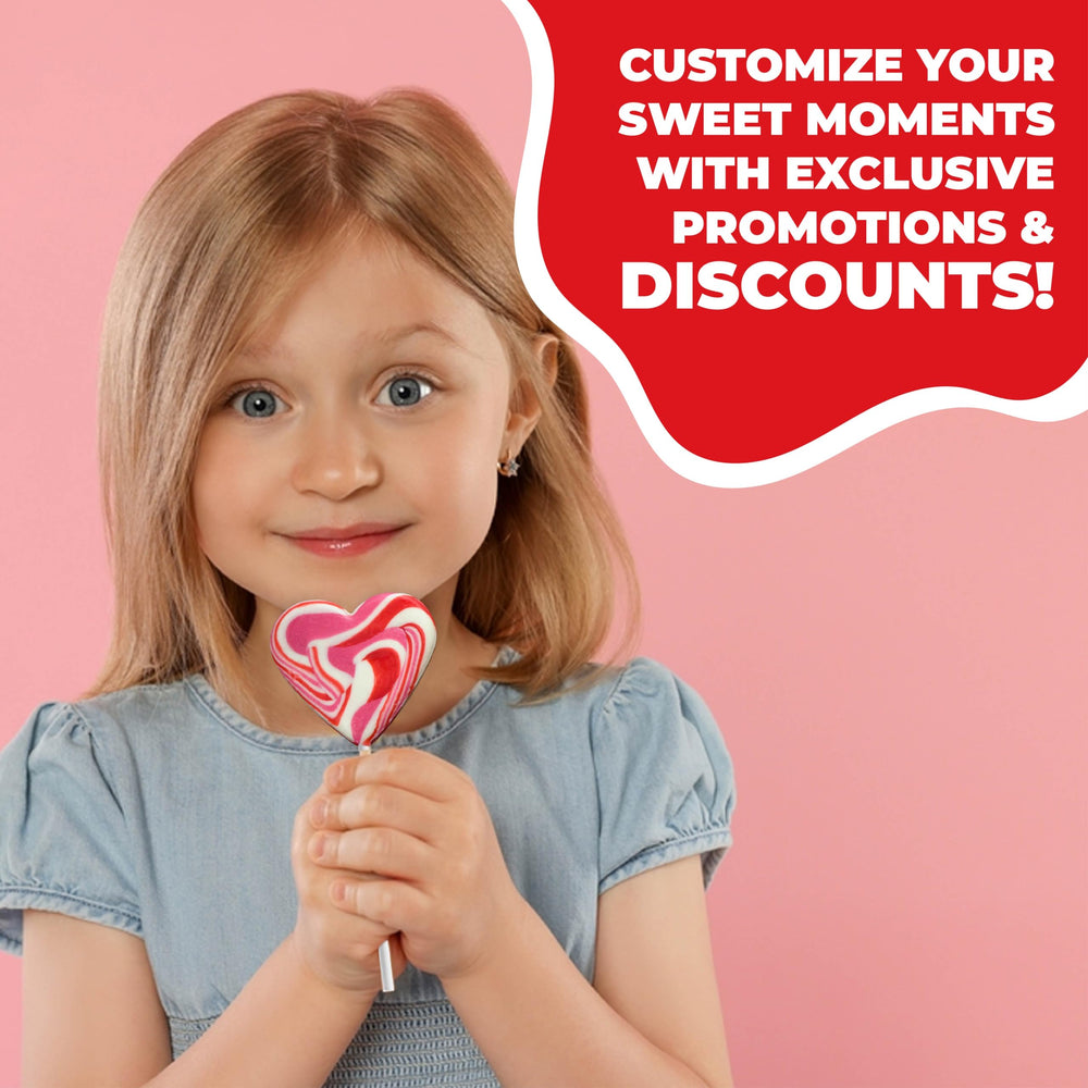 Fusion Select heart lollipops red swirl design perfect for celebrations
