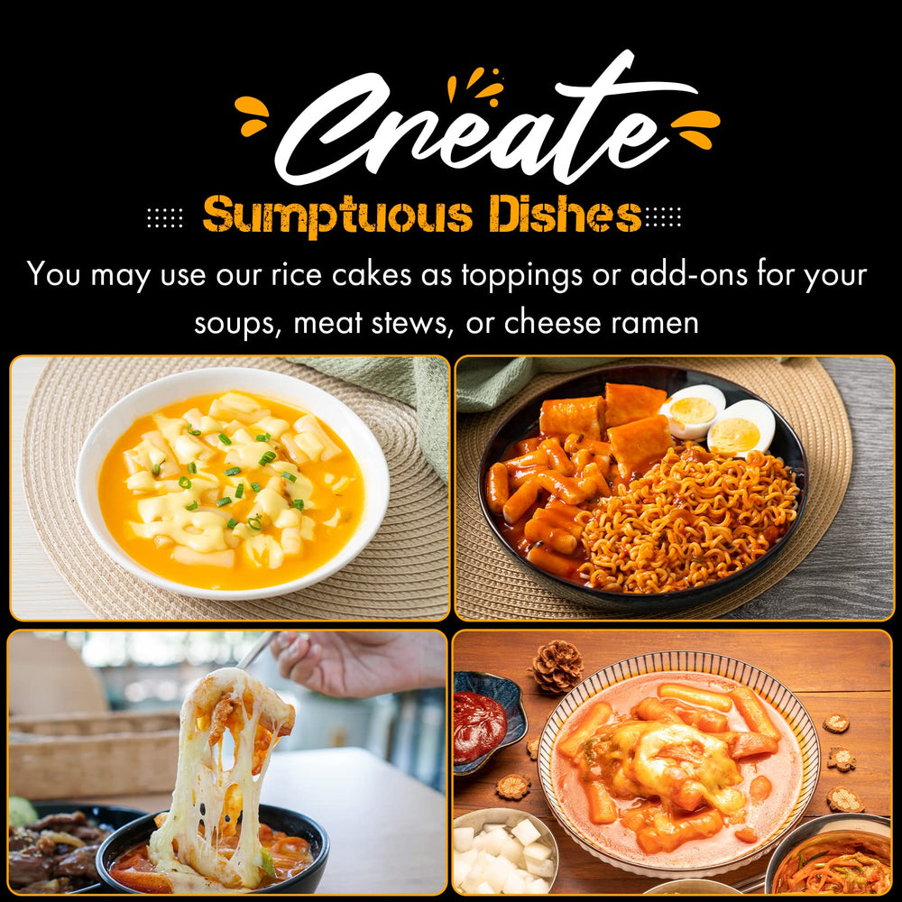 Fusion Select rice cakes in a sizzling tteokbokki dish.