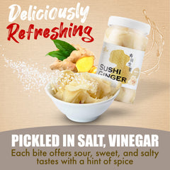 Fusion Select no MSG gari slices for palate-cleansing bites.