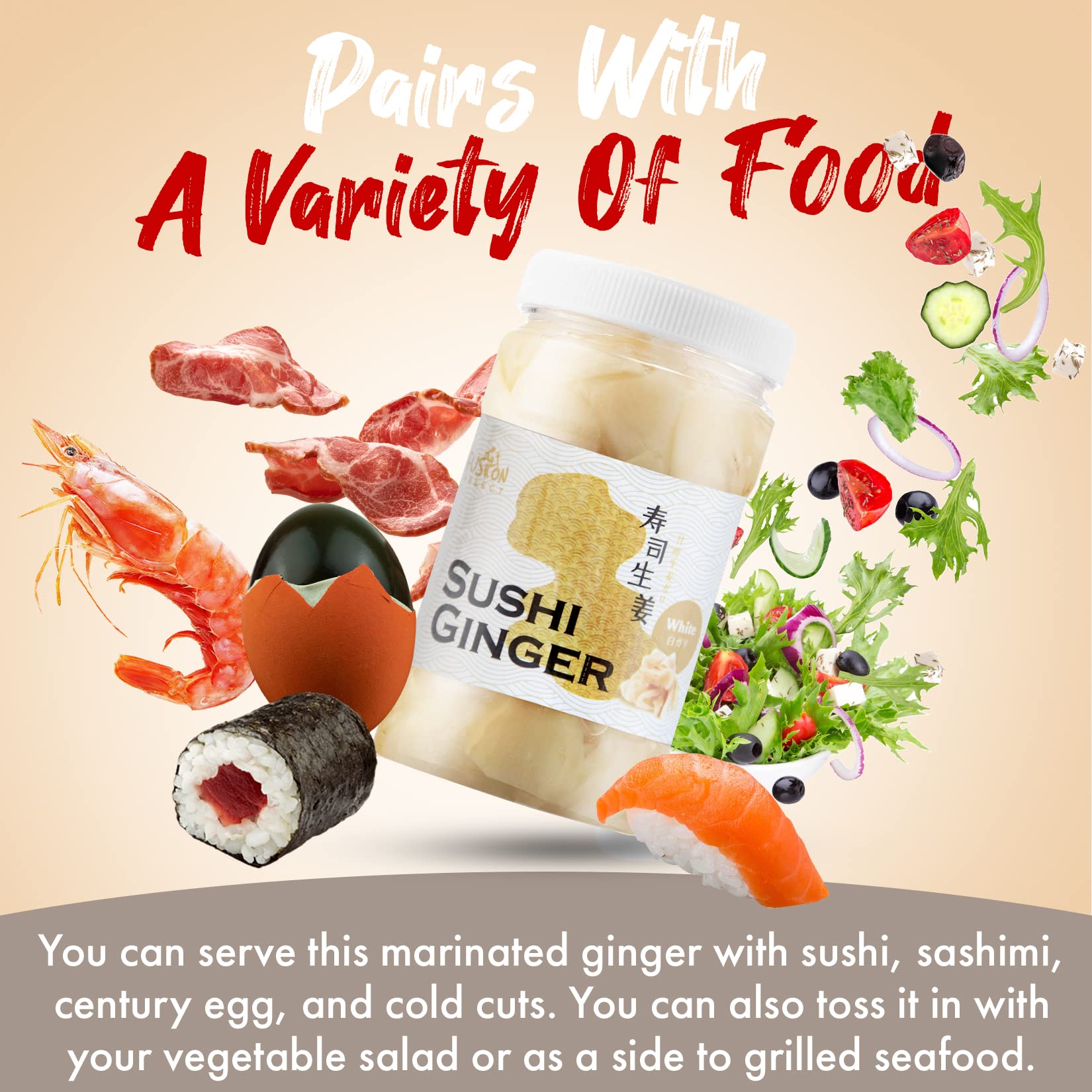 Fusion Select non-GMO ginger slices for sushi ingredients.