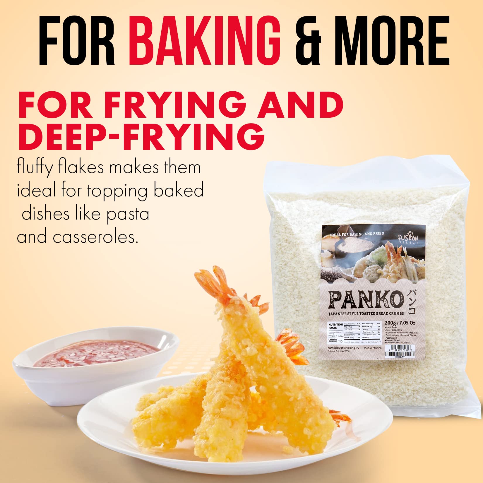 Fusion Select Panko Breadcrumbs deliver tonkatsu-like crunch for pan-fried dishes.