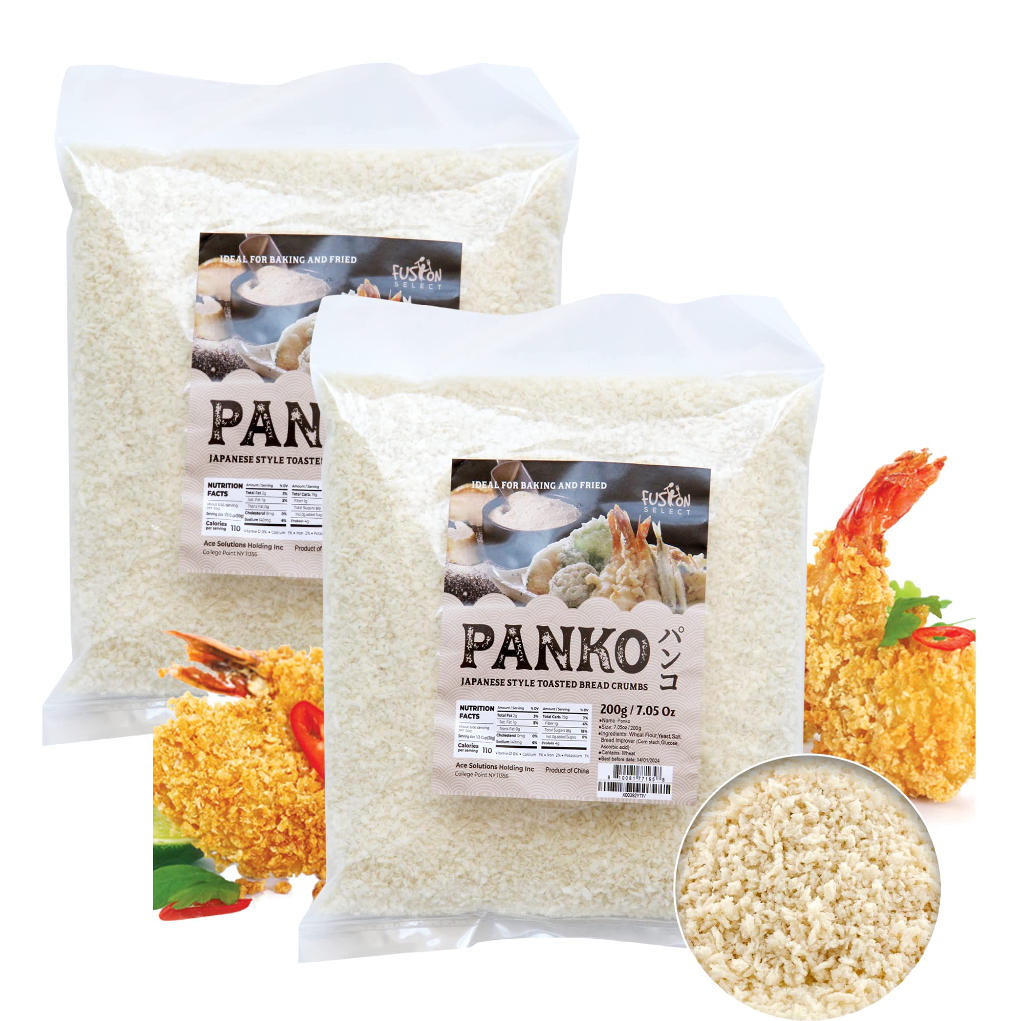 Fusion Select Panko Breadcrumbs: Japanese-style toasted surface for light, crispy coatings.