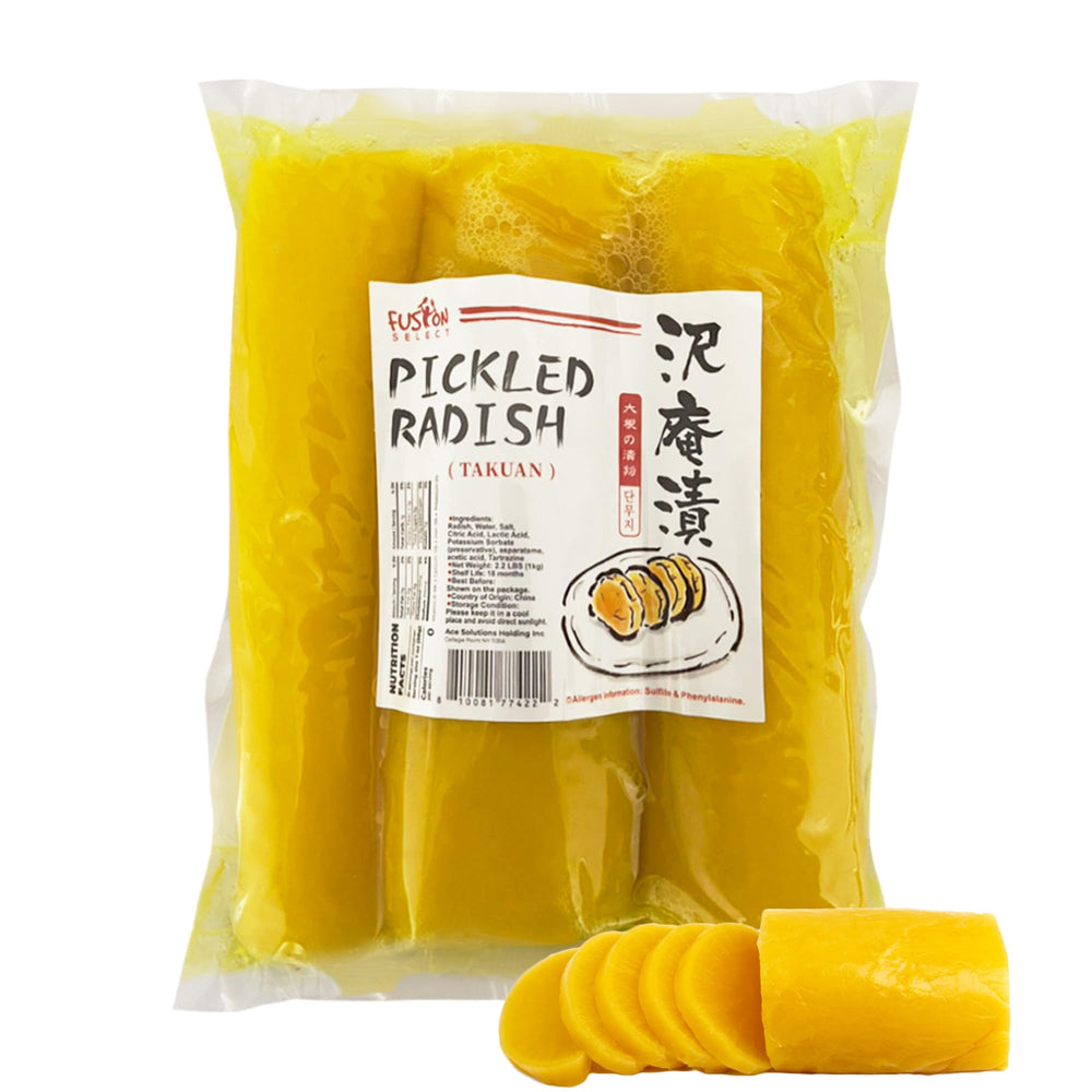 Fusion Select Pickled Radish Takuan in packaging showing crisp flavor for sushi and bento.