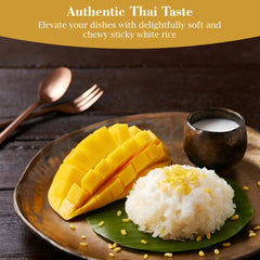 Fusion Select Sanpatong gluten-free and GMO-free rice showcased with serving ideas.