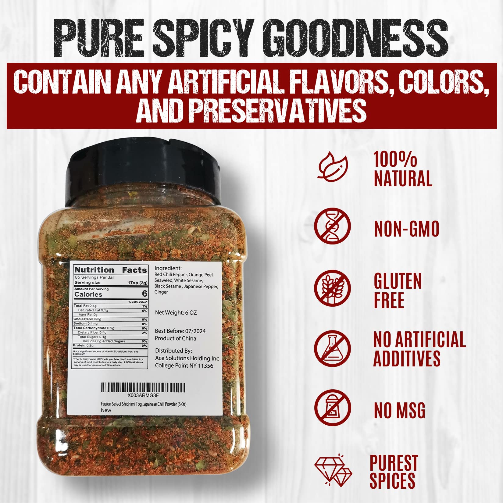 Fusion Select Shichimi Togarashi bottle pour ready for quick, flavorful meals.