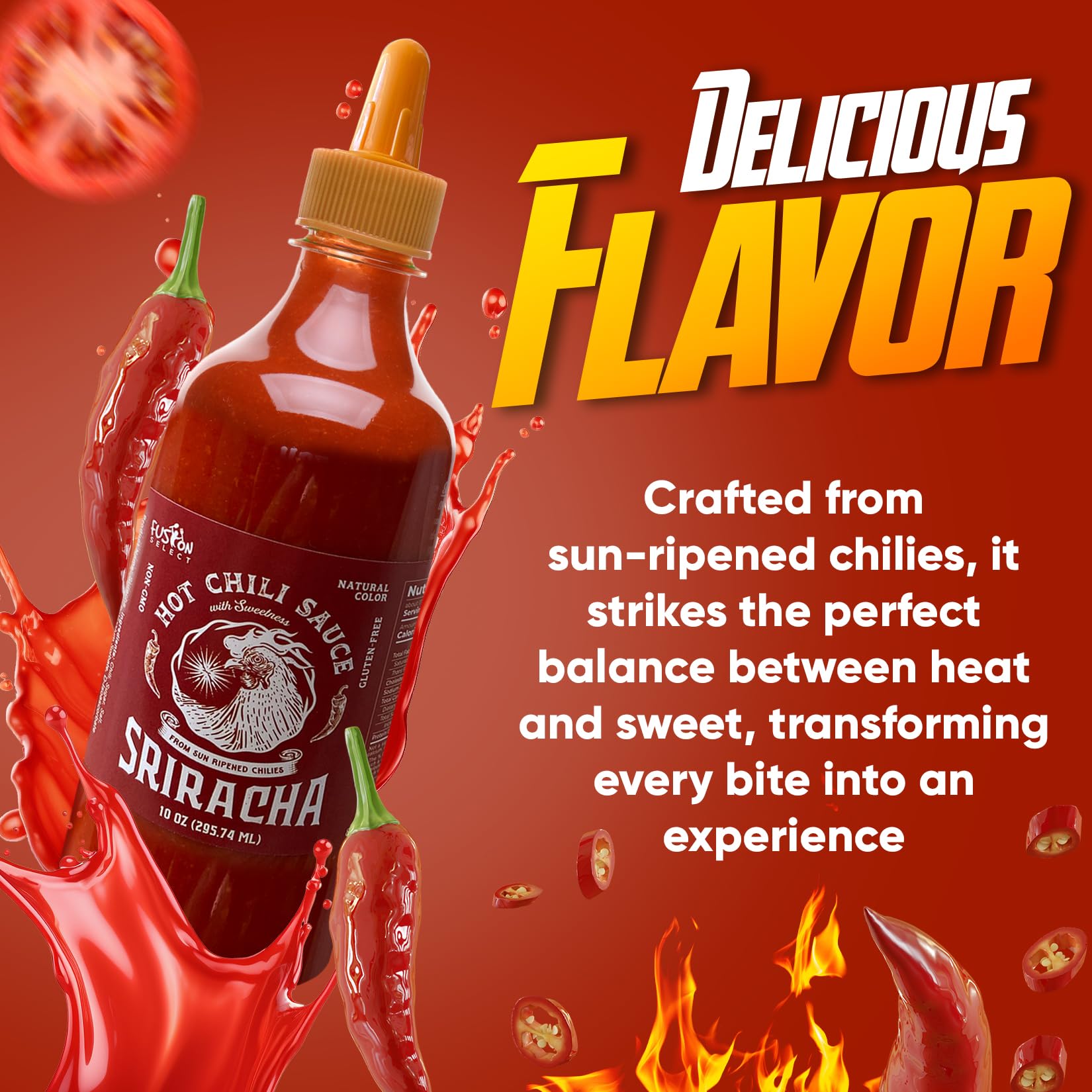 Fusion Select Sriracha topping on tacos adds zing