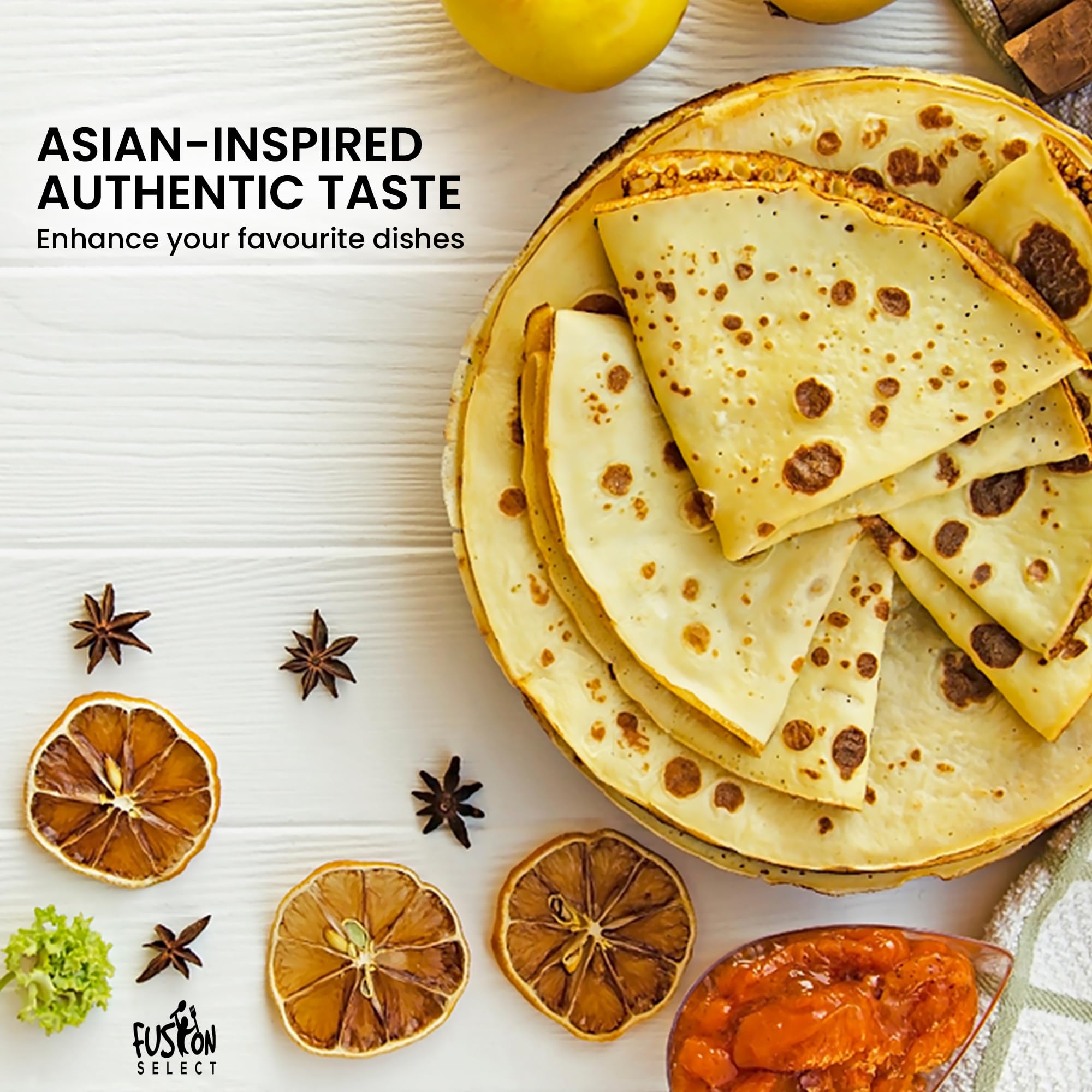 Fusion Select star anise in a clear pouch simplifies measuring and storage for recipes.