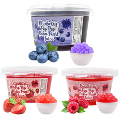 Fusion Select strawberry bursting boba pearls close-up, ideal tea topping