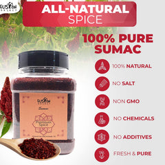 Fusion Select sumac spice closeup shows vibrant red-purple powder for tangy dressings