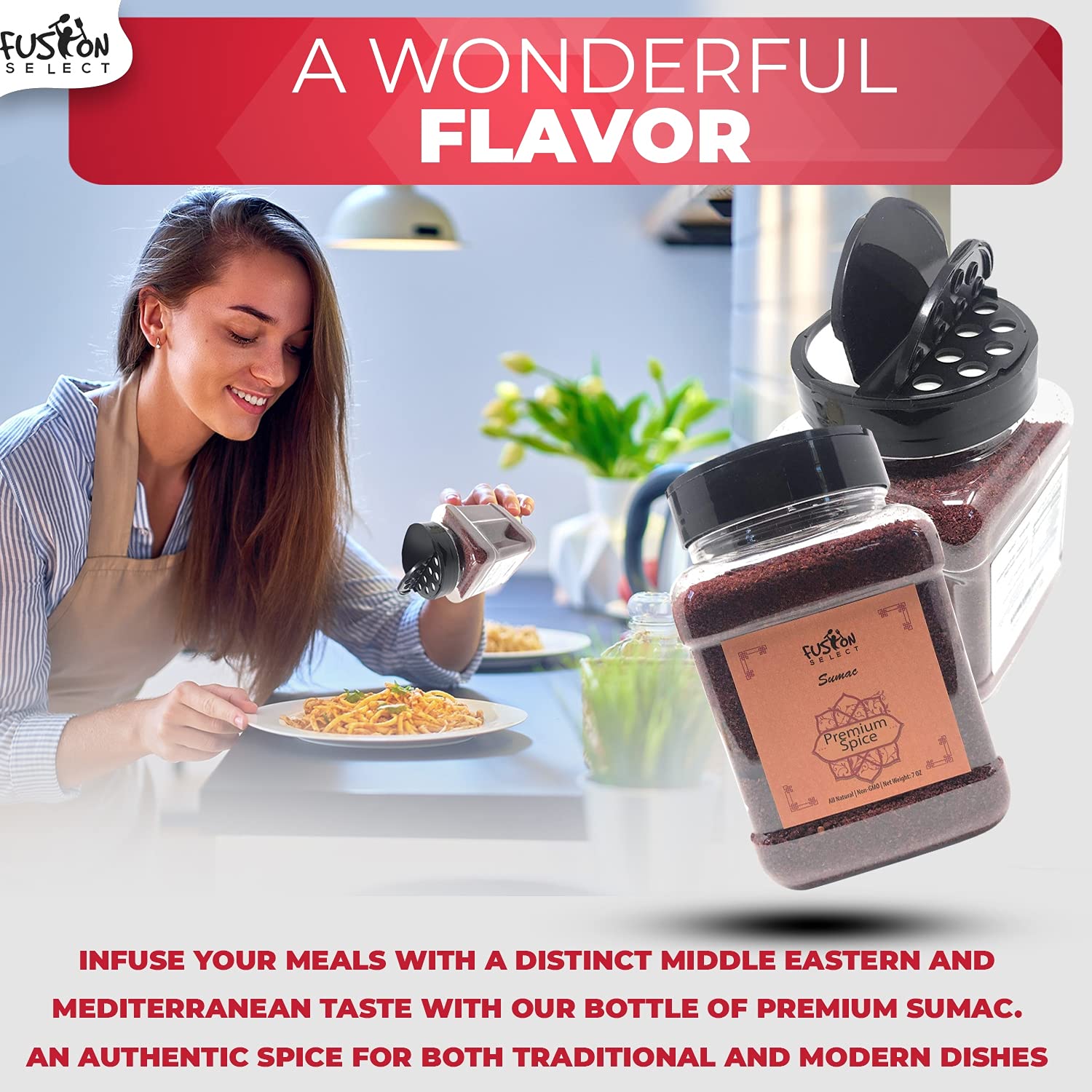 Fusion Select sumac spice package open reveals authentic Middle Eastern flavor