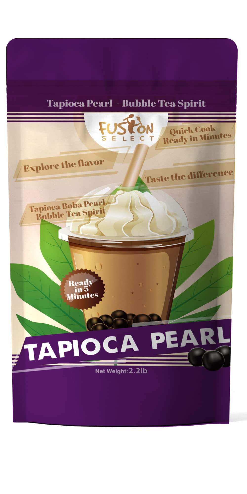 Fusion Select tapioca pearls pour into a warm drink for bubble tea topping.
