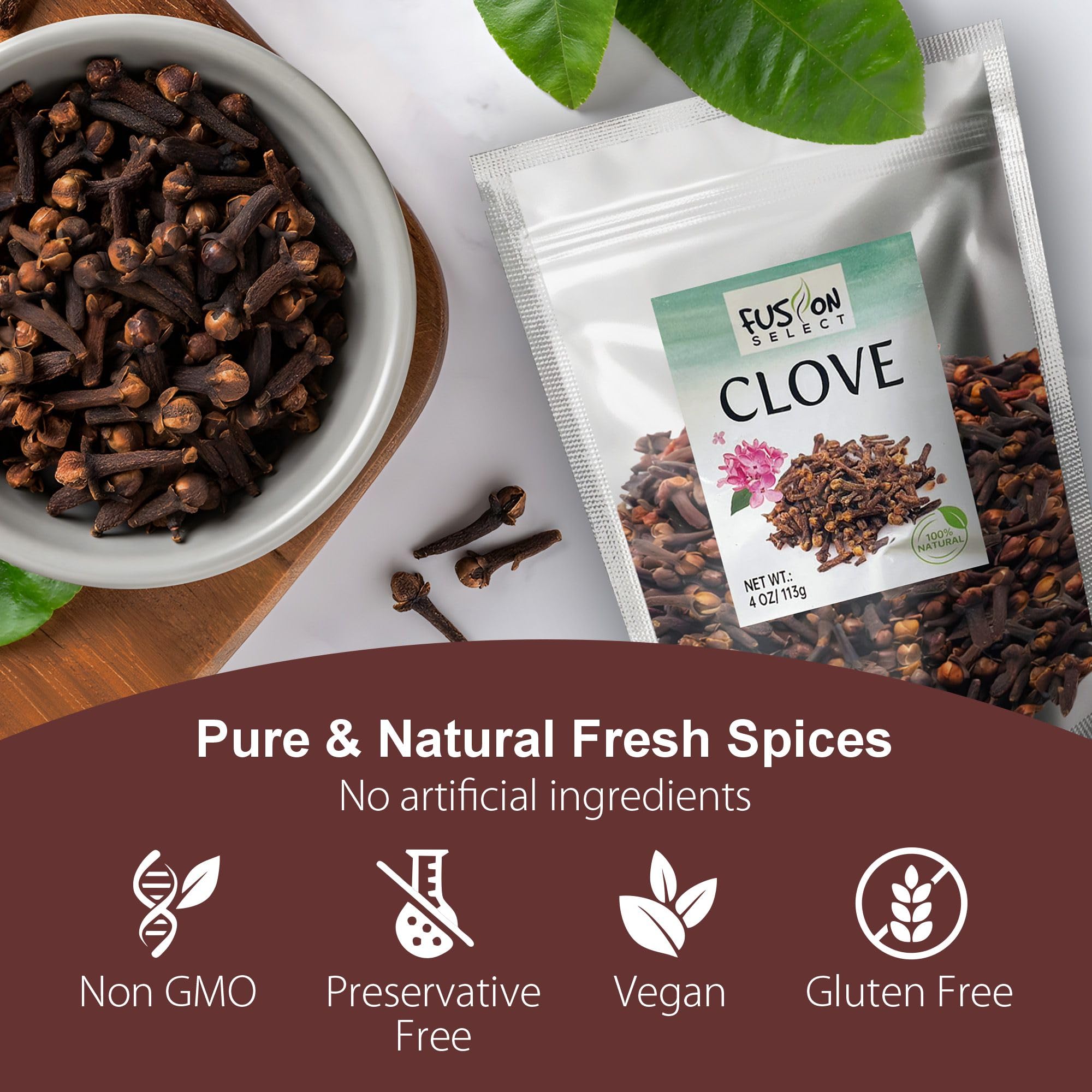 Fusion Select whole cloves tea spice image suggests warming beverages and chai