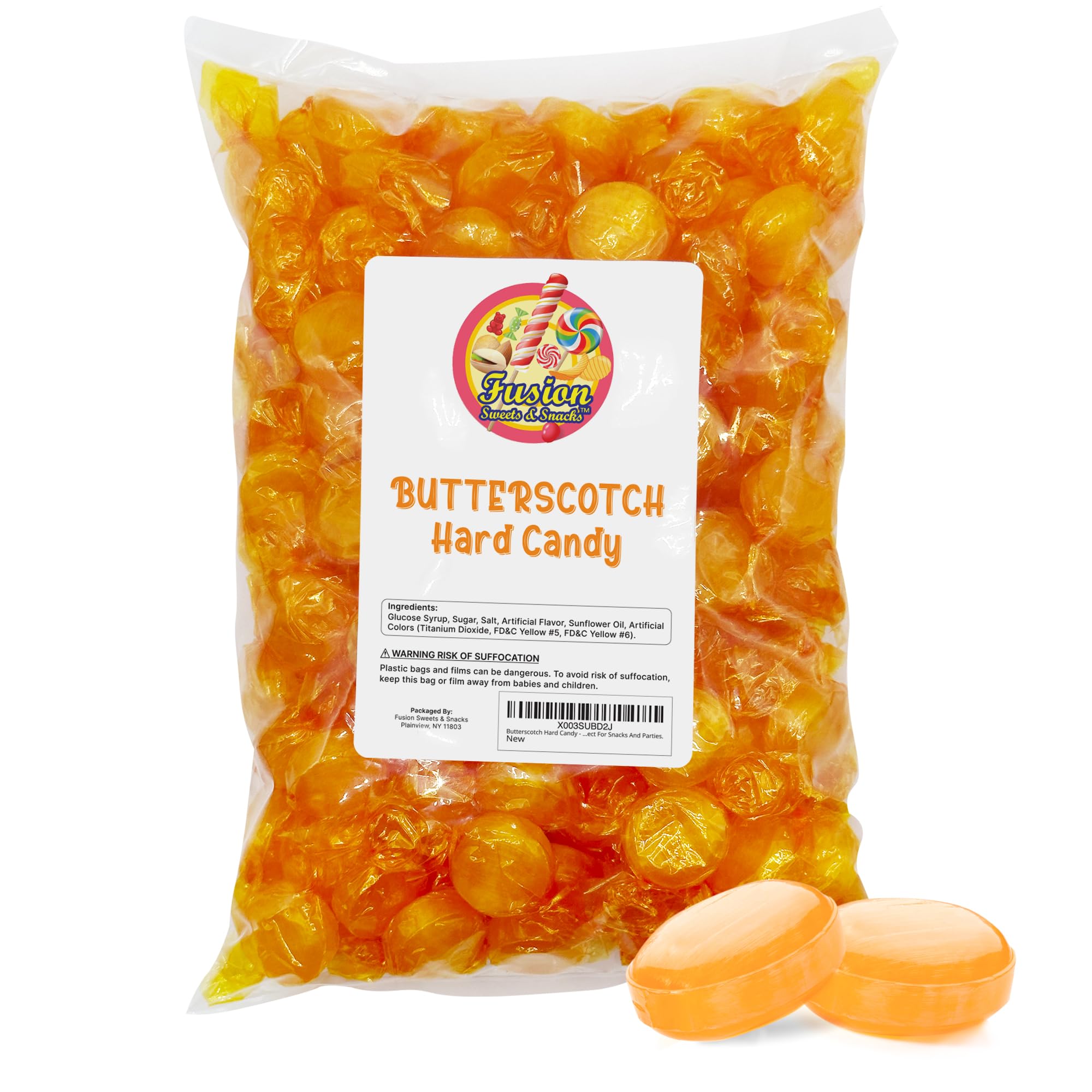 Fusion Sweets Butterscotch bulk 2lb bag for party candy dishes and sharing.