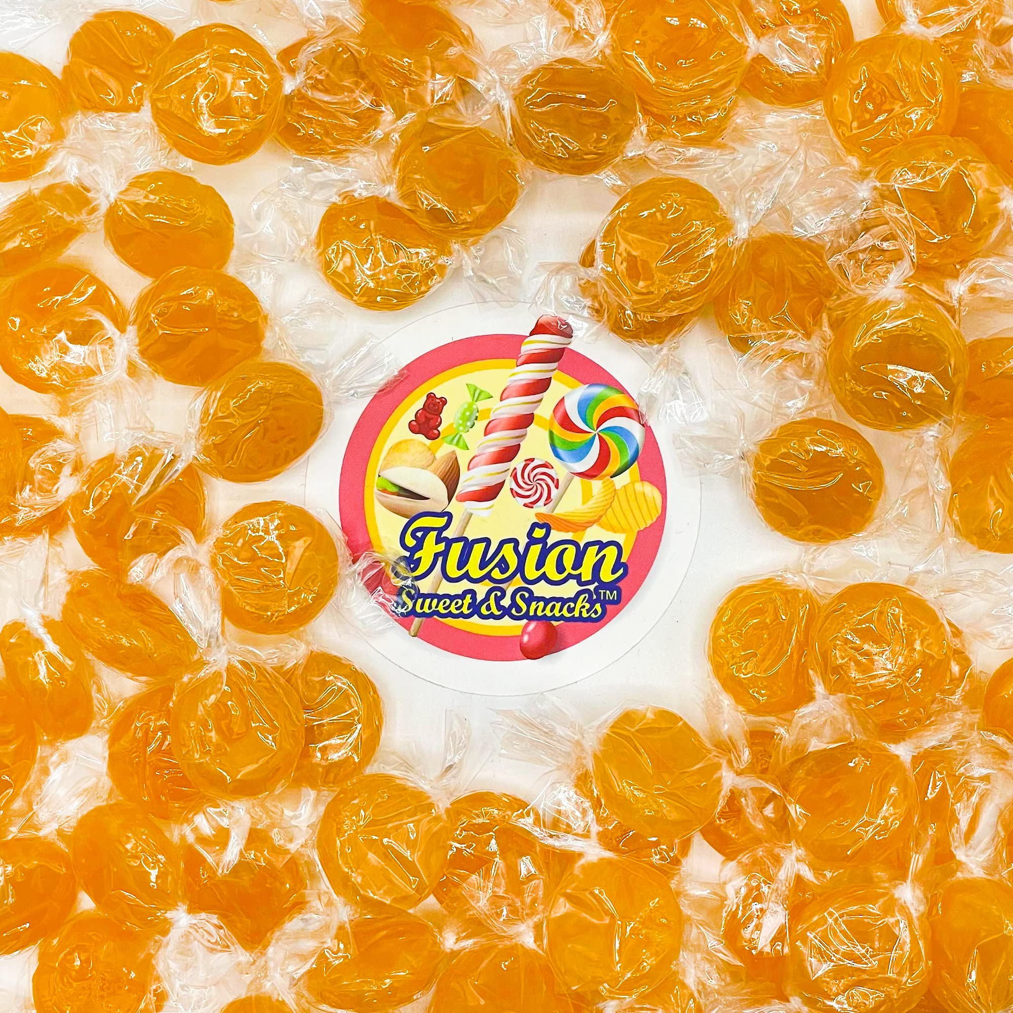 Fusion Sweets Butterscotch discs ideal for kids' lunches and office candy bowls.