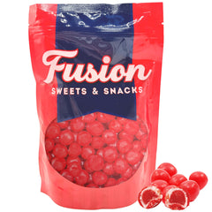 Fusion Sweets and Snacks cherry sours jar display suggests freshness and resealability.