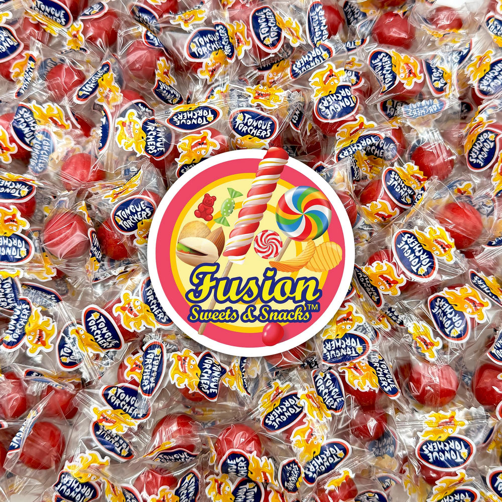 Fusion Sweets And Snacks Holiday Candy Bowl setup featuring fiery jawbreakers