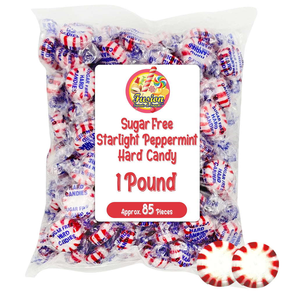 Fusion Sweets Sugar-Free Peppermint Starlight close-up reveals crisp candy texture