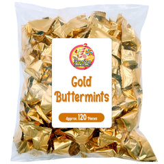 Fusion Sweets And Snacks wedding-mints in gold-pack for sophisticated favors