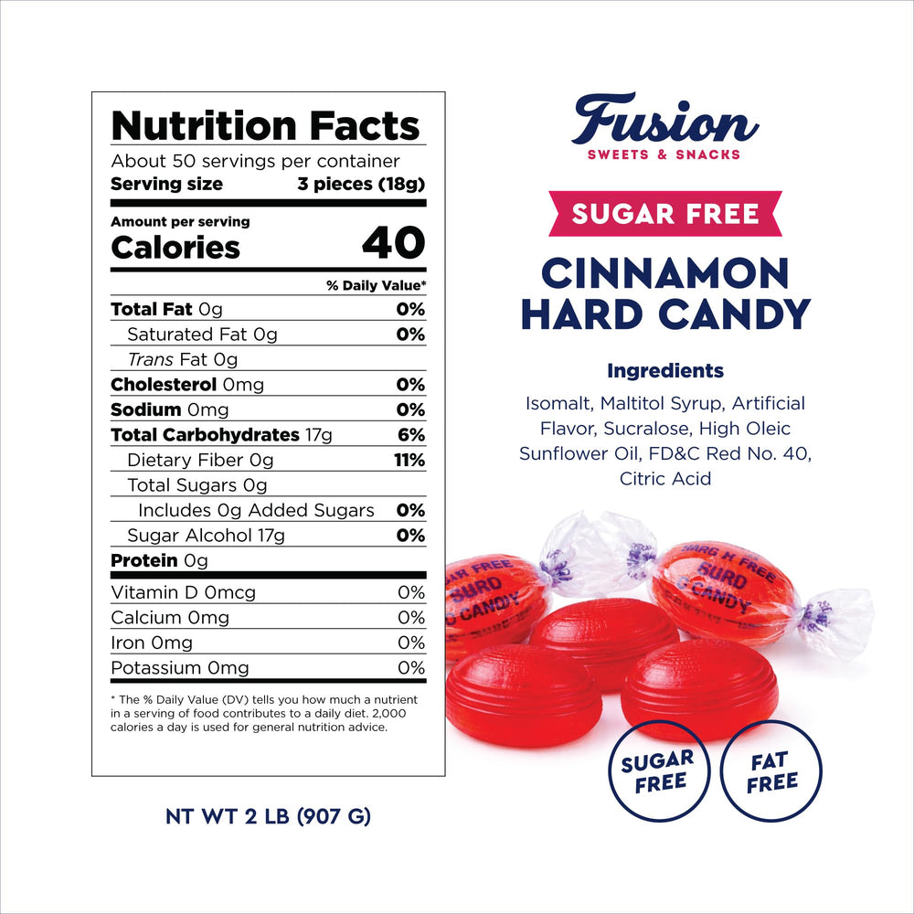 Fusion Sweets Arcor sugar-free cinnamon candy individually wrapped for freshness