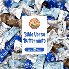 Fusion Sweets Bible Verse Buttermints pack shown, convenient for after-dinner sharing.