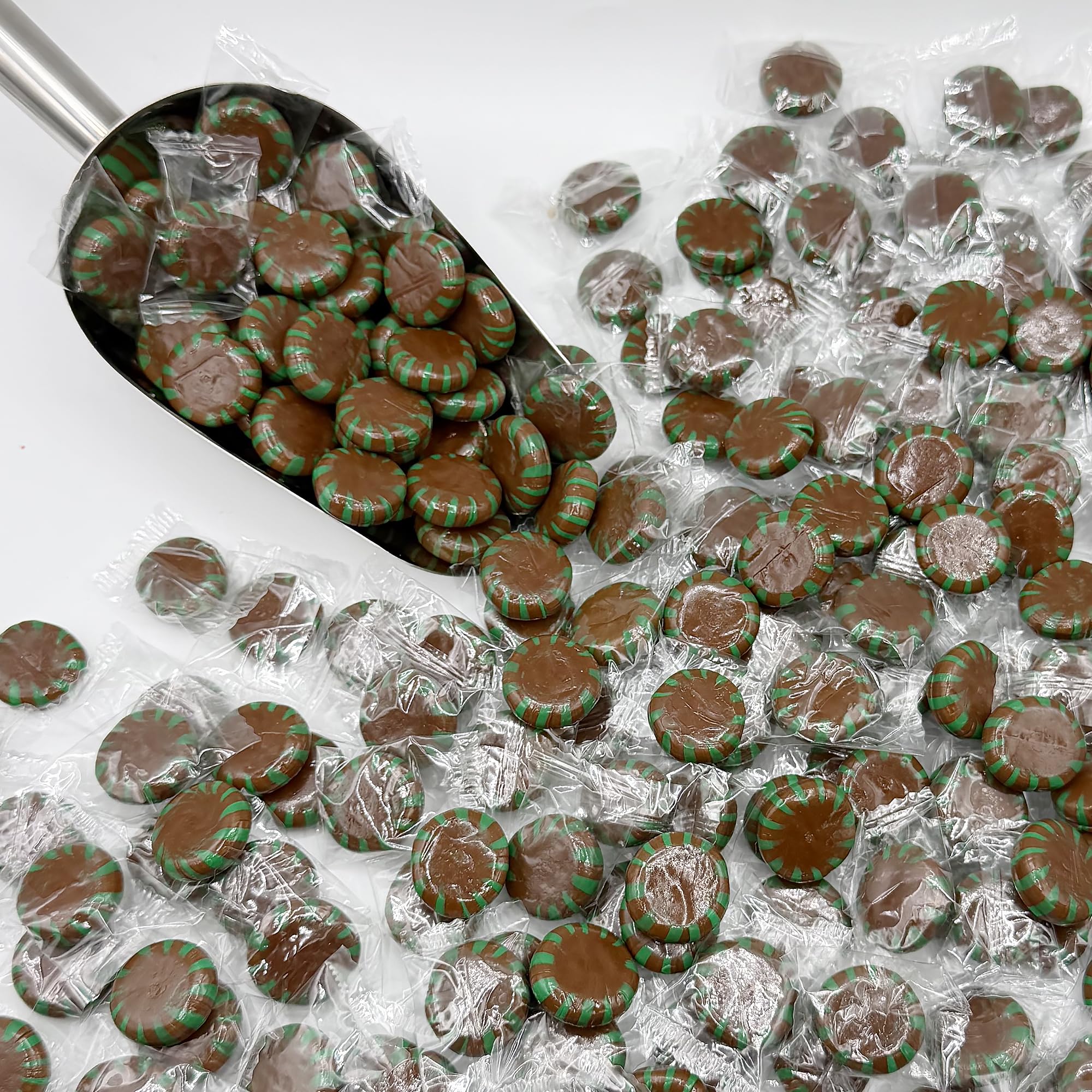 Chocolate mint twist from Fusion Sweets Starlight Mints in a glossy shell.