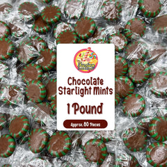 Fusion Sweets Chocolate Starlight Mints packaging close-up showing freshness.
