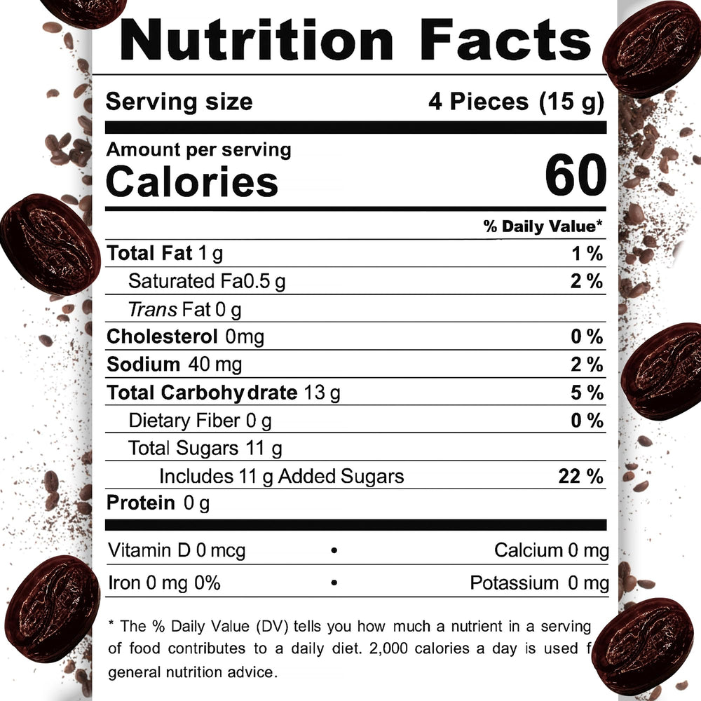 Individually wrapped Coffee Delight candies preserve freshness for on-the-go use.