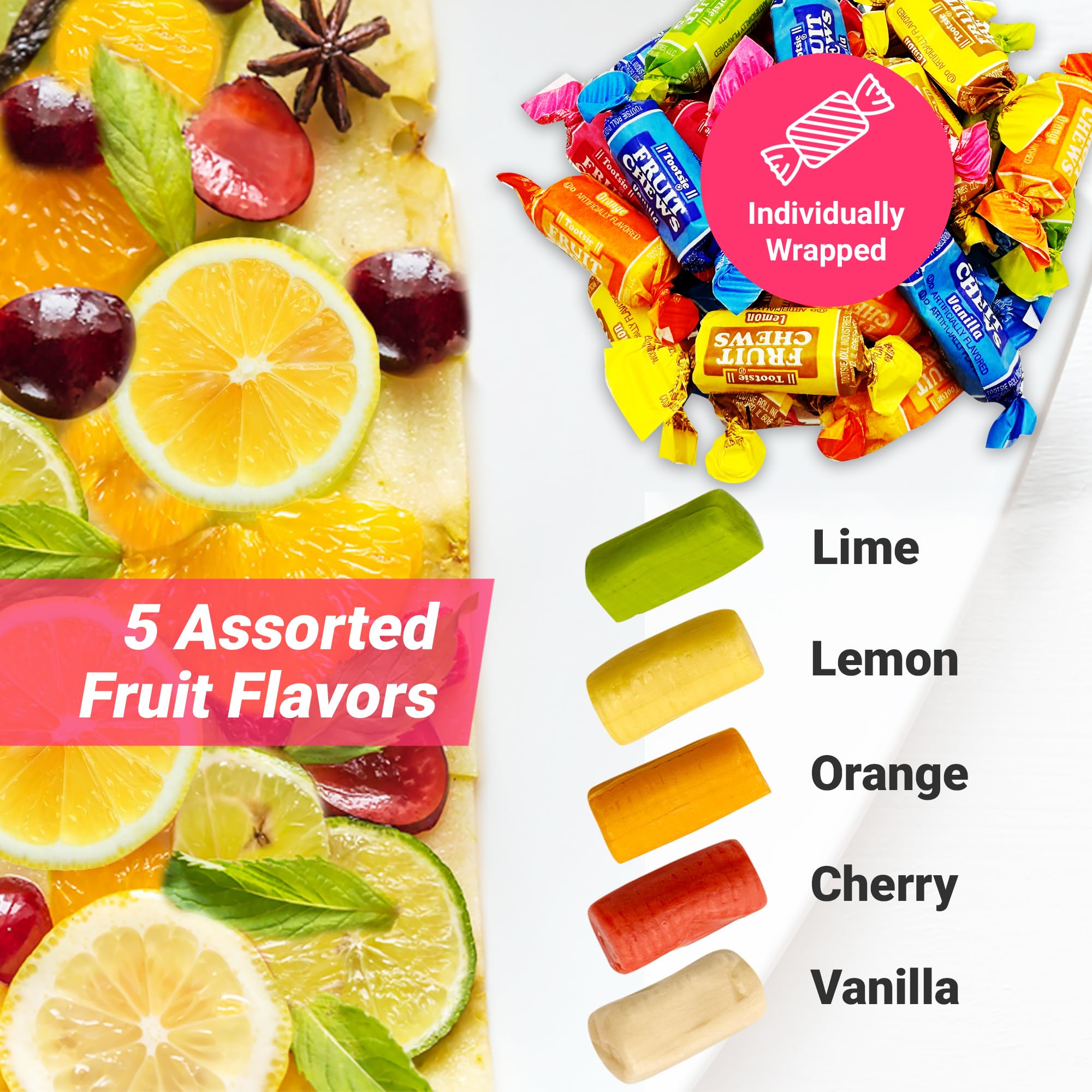 Fusion Sweets And Snacks fruit chews individually wrapped convenient on-the-go treats.