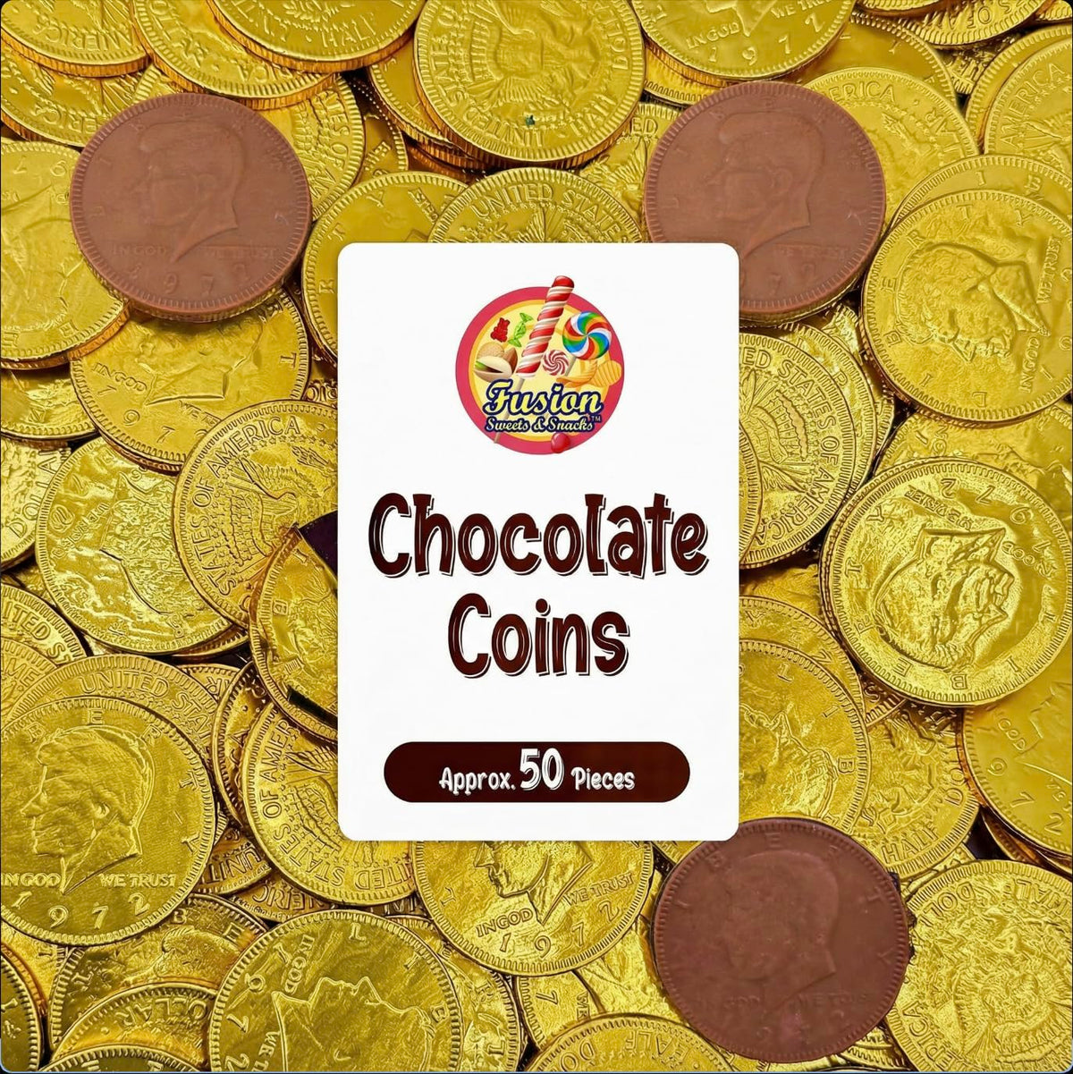 Fusion Sweets Gold Candy Coins bulk pack adds festive flair to party favors and decor.