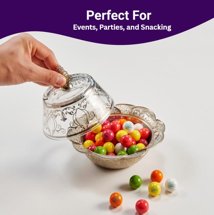 Fusion Sweets Gumballs closeup-colorful-gumballs highlights glossy fruit flavors.