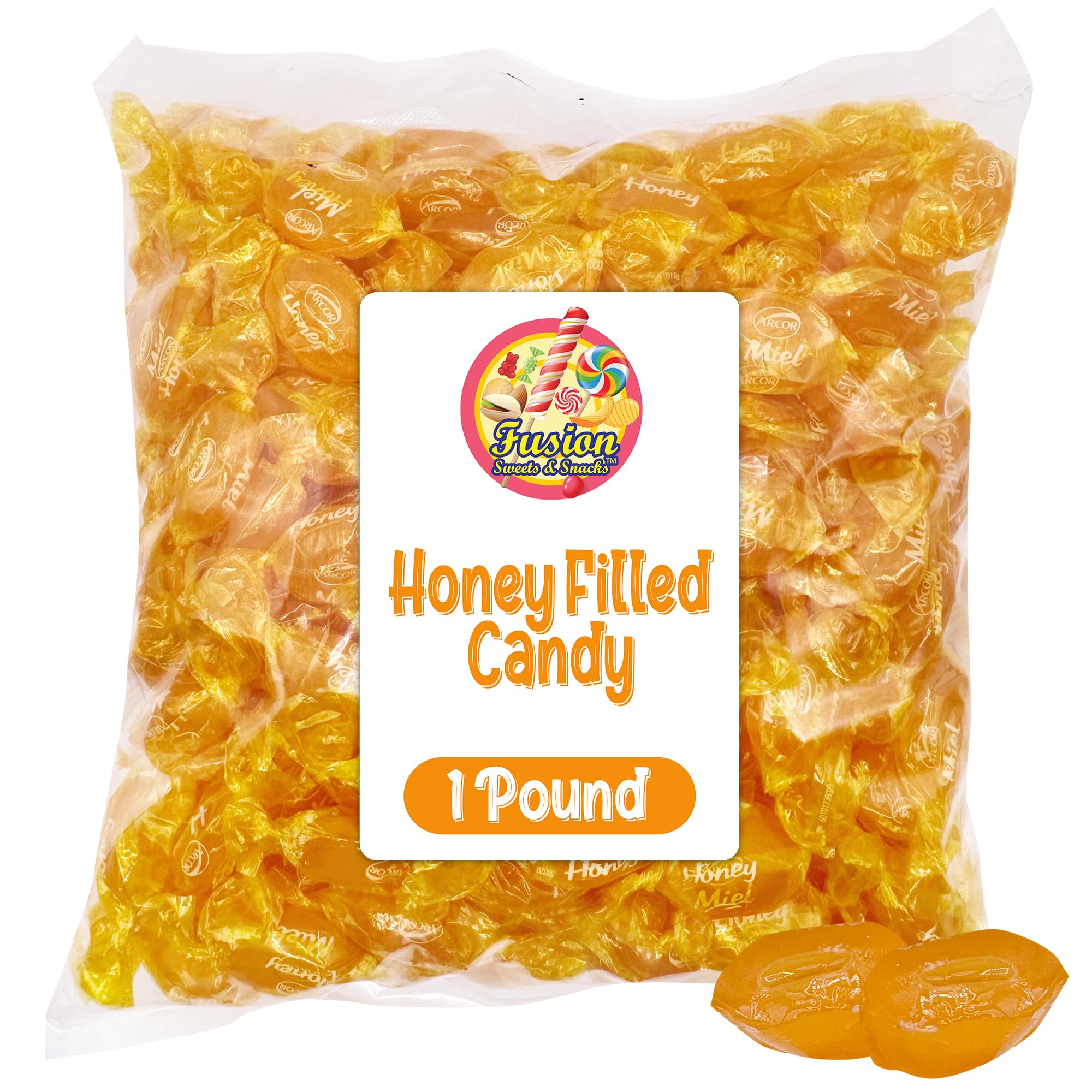 Fusion Sweets Honey-Filled Hard Candy bulk bag front for sharing at gatherings