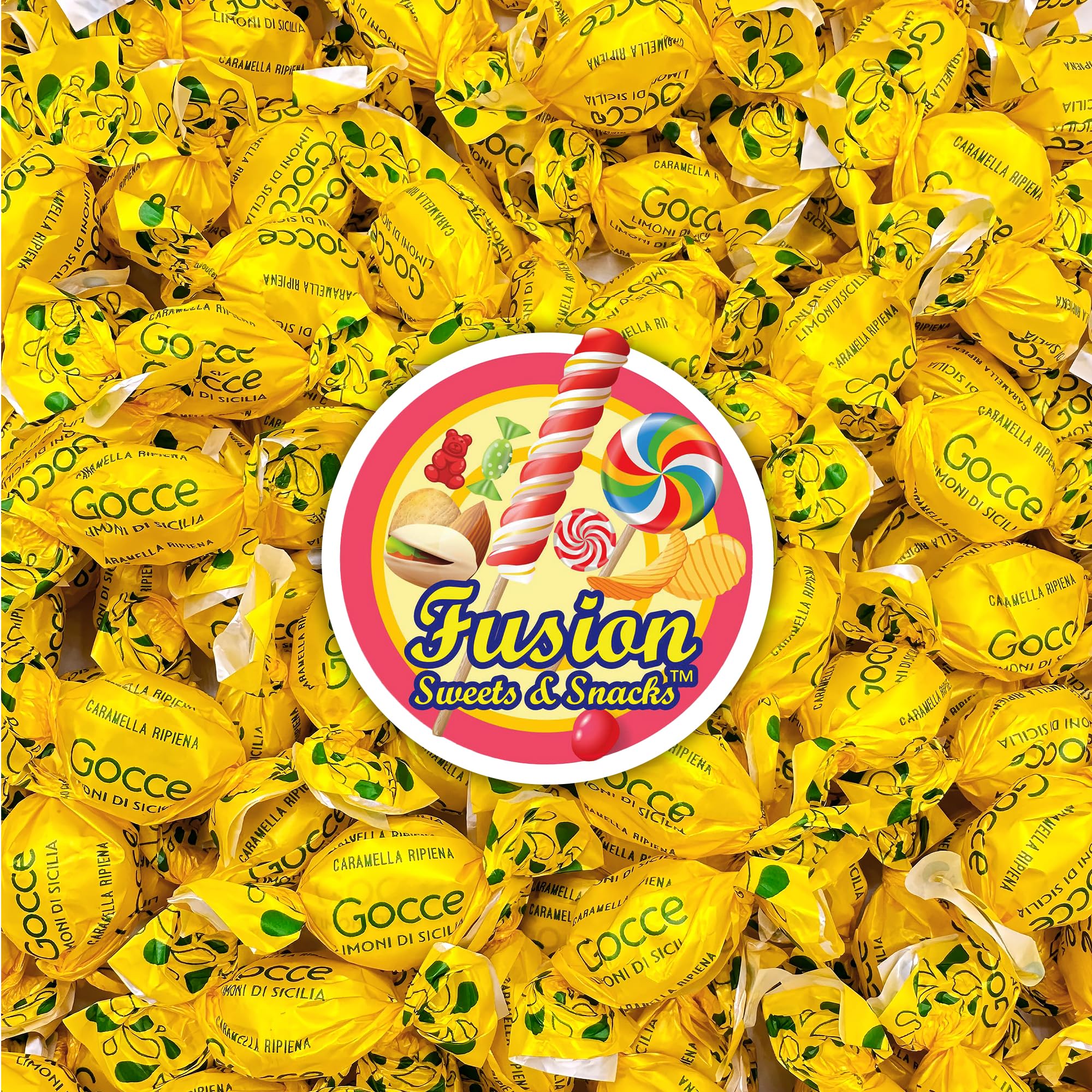 Fusion Sweets lemon drops in a candy jar for everyday snacking.