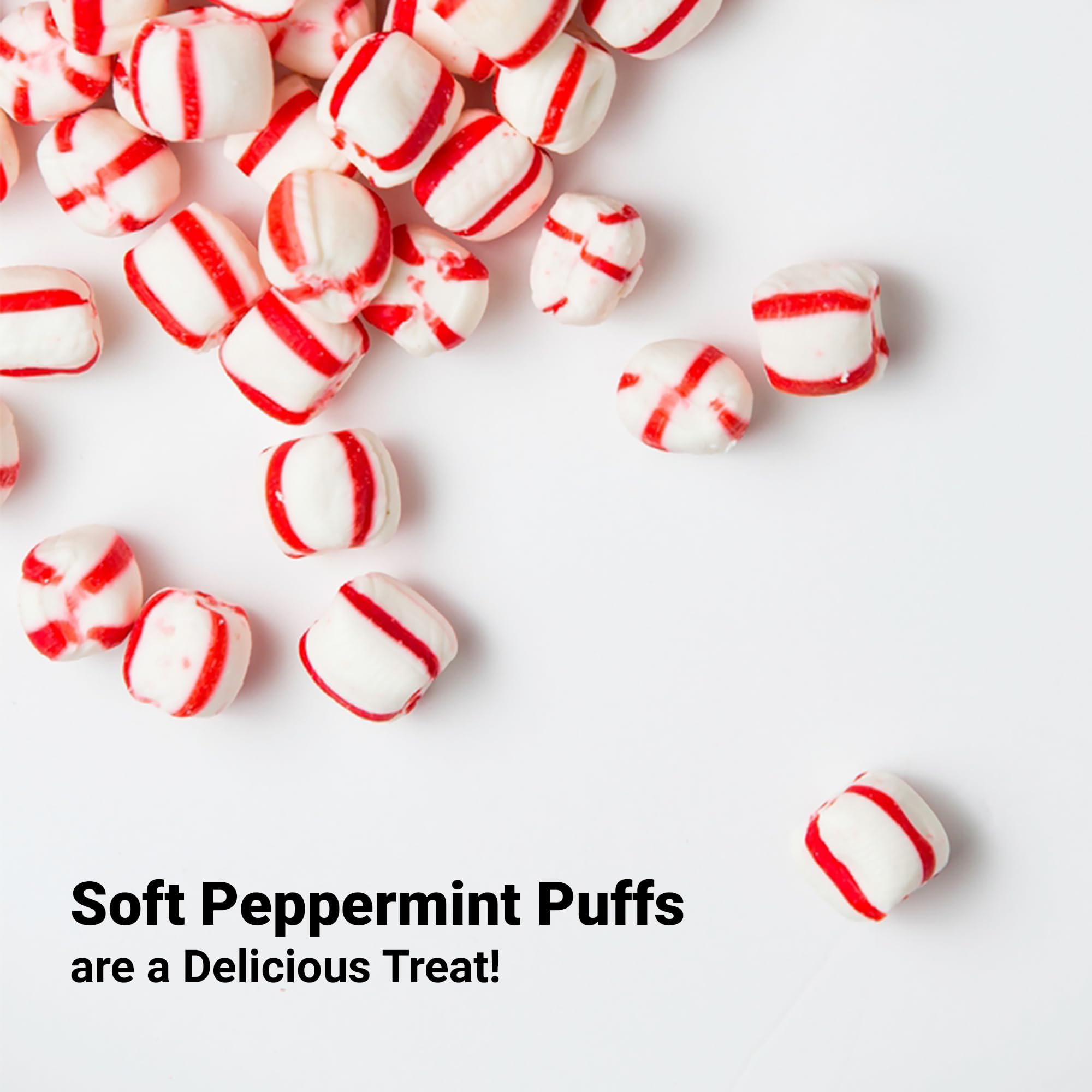 Fusion Sweets peppermint puffs closeup highlighting soft, cloud-like texture.