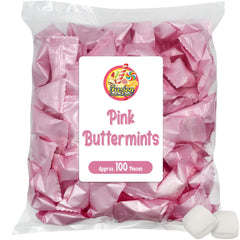 Fusion Sweets And Snacks Pink Buttermints on a candy dish add charming color