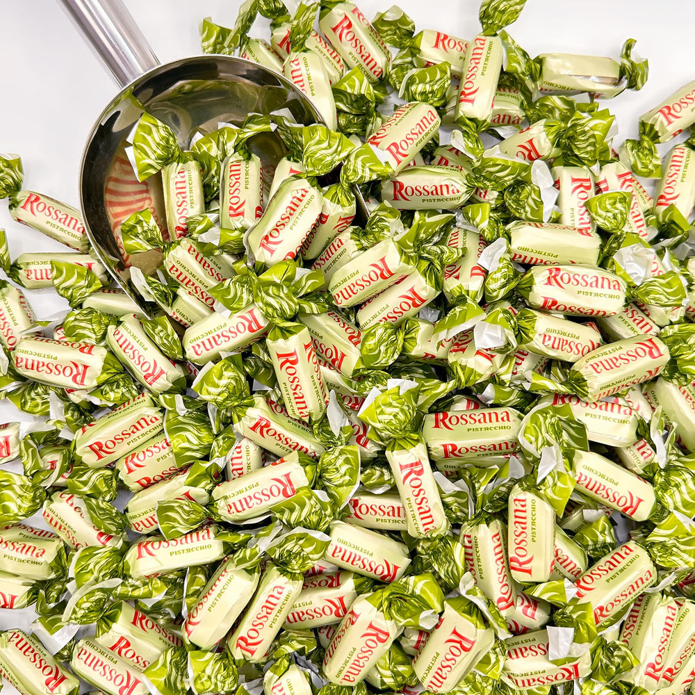 Elegant packaging of Rossana Pistachio Candy for refined gifting.