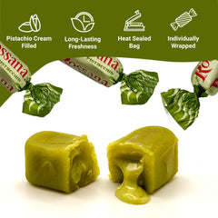 Gift jar of Rossana Pistachio Candy for celebrations and gifting.
