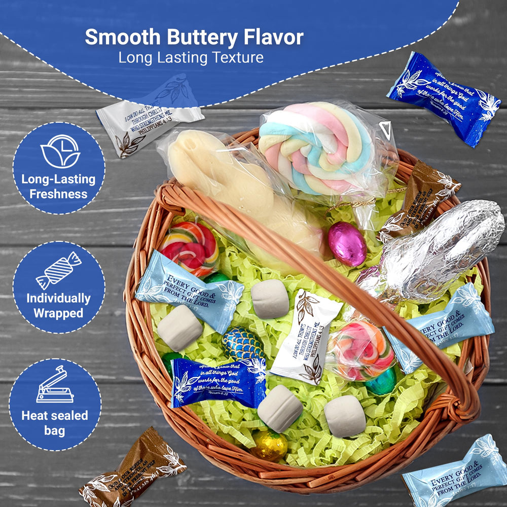 Fusion Sweets scripture candy white pieces shine as meaningful event accents.