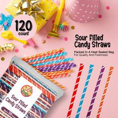 Fusion Sweets Sour Filled Candy Straws cherry flavor close-up reveals glossy, bite-size fun