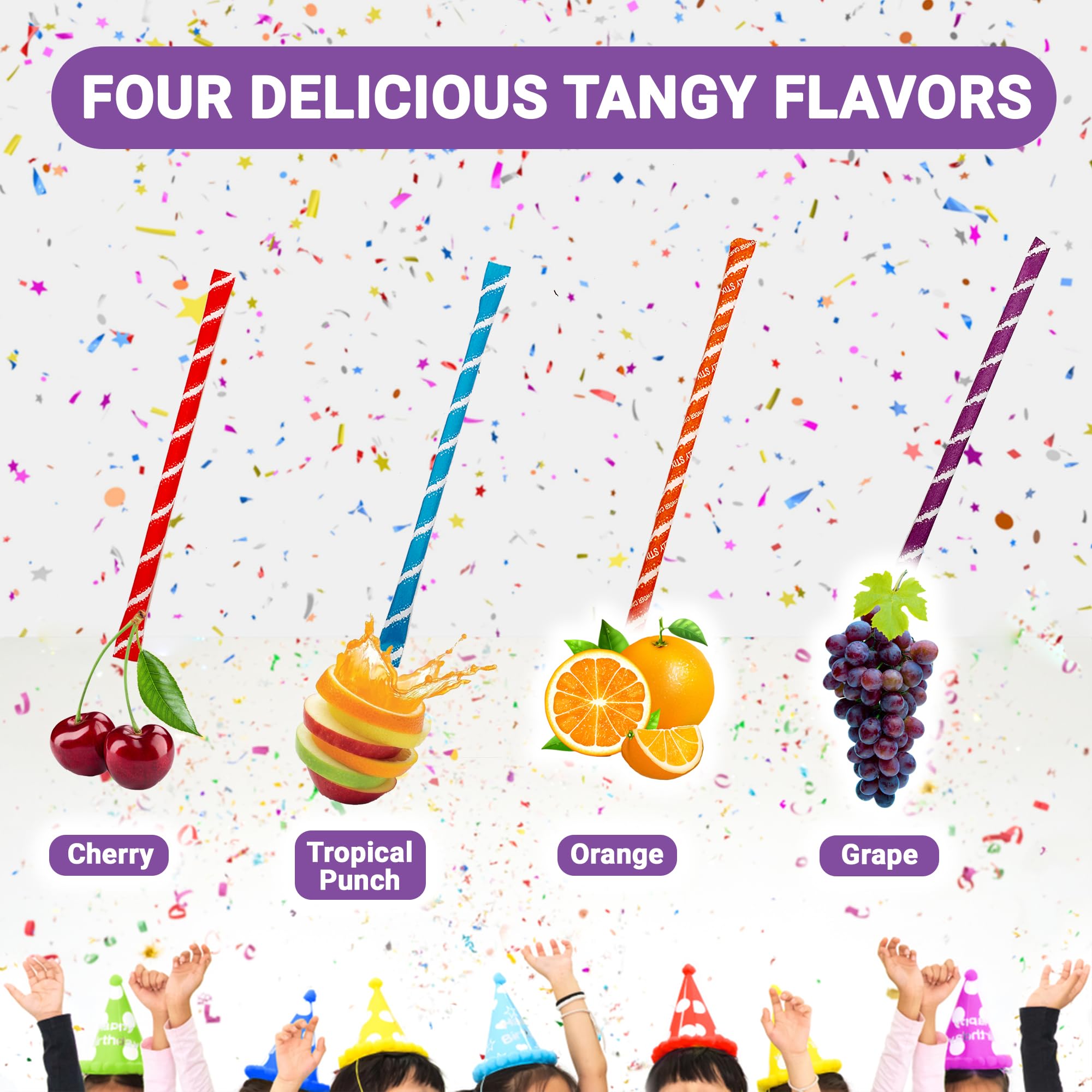 Fusion Sweets Sour Filled Candy Straws orange flavor close-up highlights zesty citrus tang