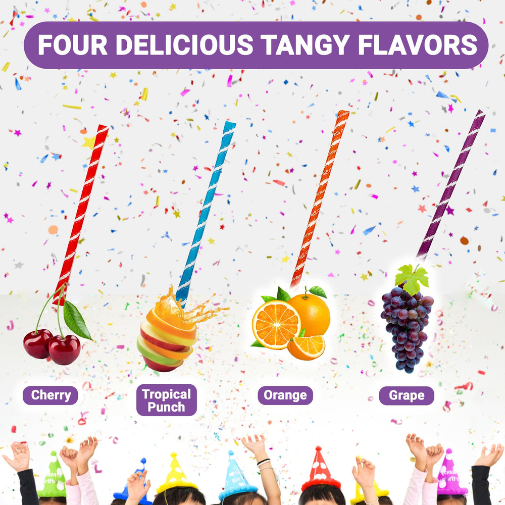 Fusion Sweets Sour Filled Candy Straws orange flavor close-up highlights zesty citrus tang