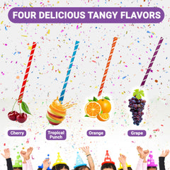 Fusion Sweets Sour Filled Candy Straws orange flavor close-up highlights zesty citrus tang