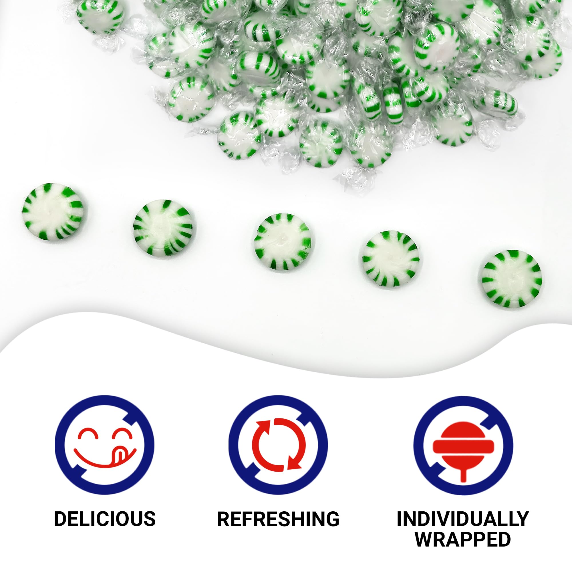 Starlight Spearmint discs close-up showing crisp green and white flavor.