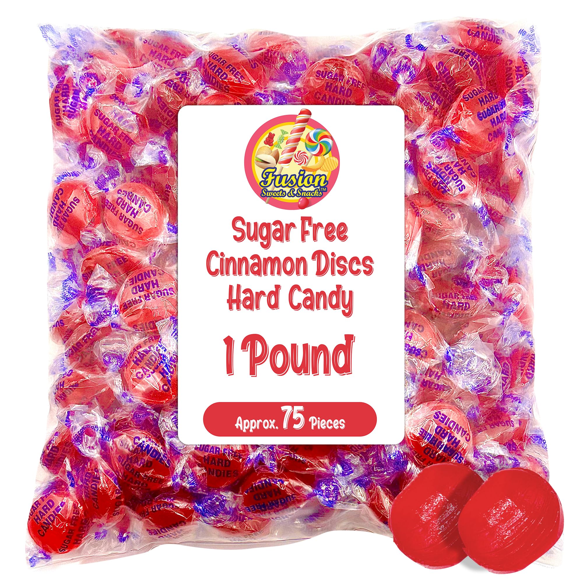 Fusion Sweets sugar free cinnamon hard candy bulk bag shows bold cinnamon flavor for gatherings