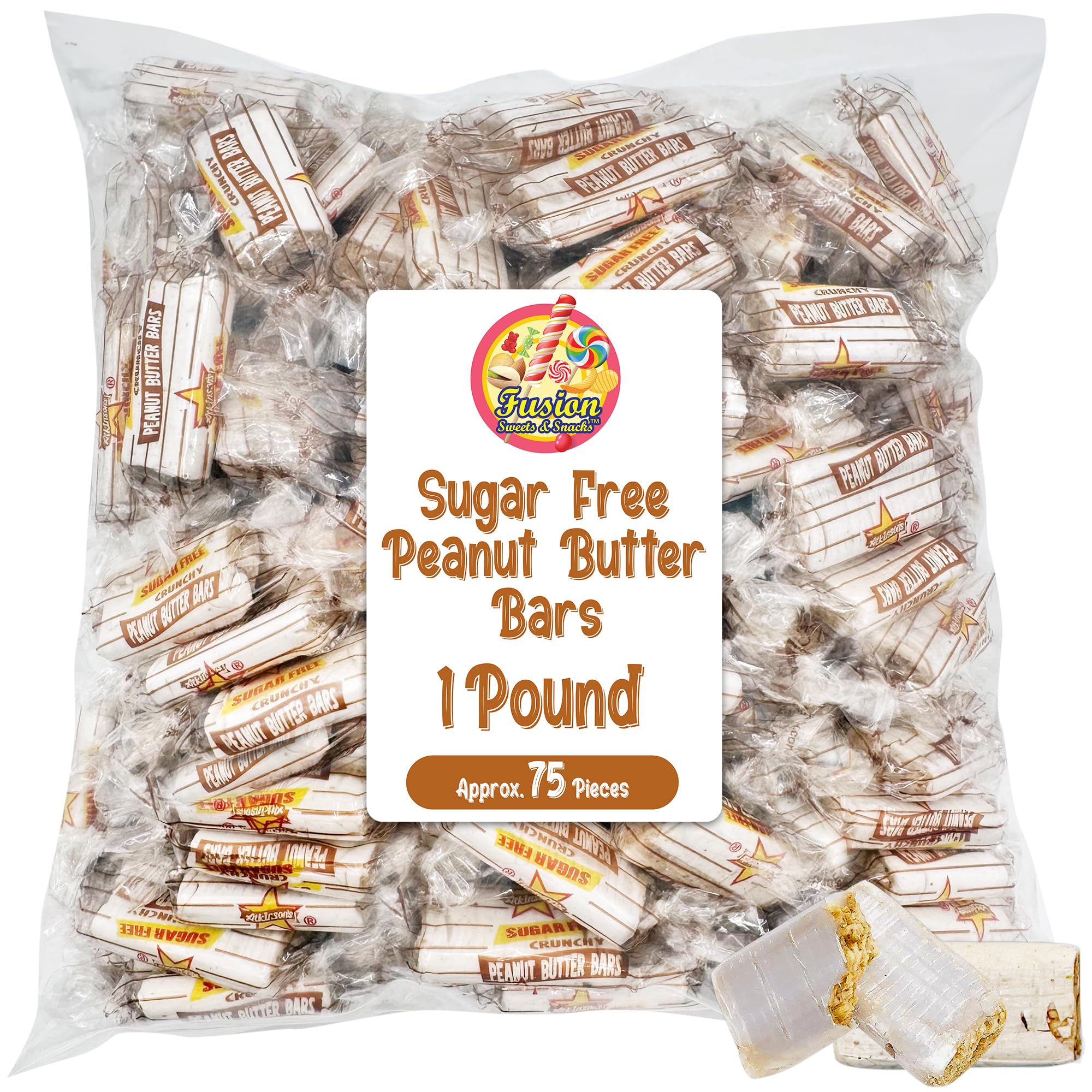 Fusion Sweets sugar-free peanut butter bars creamy center with light crunch